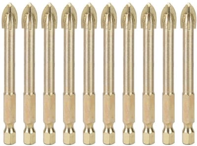 Allecto - Triangular Boor Set - 10 Stuks - Voor Keramiek, Glas, Hout en Meer - 8 mm Hexaansluiting - Boormachines - Precisie Boringen - Geschikt vo...