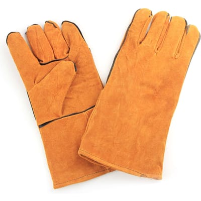 Smeedlashandschoenen van runderhuid, verdikt, voorkomt verbranding, hitte, brandwerende lashandschoenen voor orange