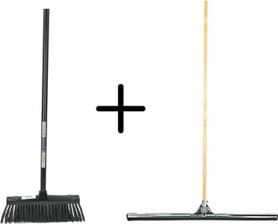Synx Tools Binnenbezem Zwart + Vloertrekker 75cm met Steel 150cm - Kamerveger – Vloerreiniger – Moppen - Zachte bezem met steel 130cm