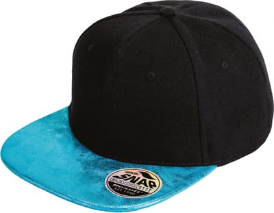 Result Bronx Flat Glitter Peak Snapback Cap RH87 - Black/Turquoise - One size