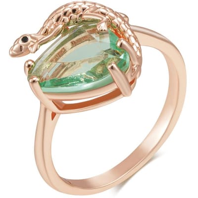 Vintage Geometrische Groene Natuurlijke Zirconia Hagedis Ring Voor Vrouwen Uniek Roségoud Kleur Dagelijkse Fijne Dierlijke Sieraden Cadeau 9 beige
