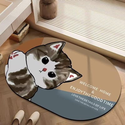 Cartoon Diatomeeënaarde Mat Schattige Kat Badkamer Antislip Mat Toilet Gemakkelijk Schoon te Maken en te Onderhouden Antislip Voetmat 40 * 60cm