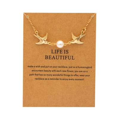 Bixorp Luck Gouden Dames Ketting met Duiven & Parel - "Mother & Daughters" - 45/50cm - Cadeau voor Vrouw - Goudkleurig