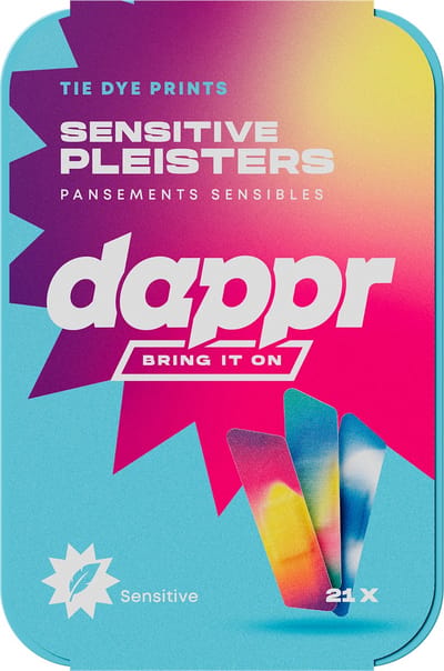 Dappr Tie Dye Pleisters - Duurzaam & Hypoallergeen - 21 Stuks - 2 Maten - Milieuvriendelijke Bamboe Pleisters voor Kinderen en Volwassenen - Flexibel & Ademend