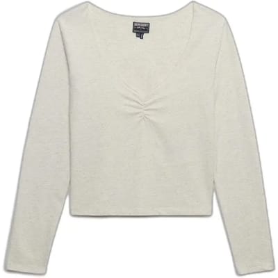 Superdry Athletic Essential Lange Mouw Top met Plooien White Grootte: 36