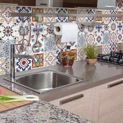Zelfklevende tegelmuurstickers voor keuken en badkamer - 9 SOELNA AZULEJOS tegelstickers - 9 stickers 15x15cm