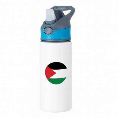 Hacebo® - Palestina vlag waterfles met rietje blauw - Palestina - mensen die liefde willen geven aan Palestina - degene die van Palestina houden - supporten - oorlog - verjaardagscadeautje - gift - geschenk - kado - water fles - 650ML