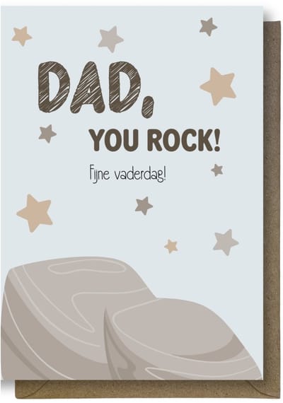 Luxe Vaderdag Wenskaart - Dad, you Rock! - Vaderdagkaart - 12x17cm - gevouwen kaart Inclusief gekleurde envelop