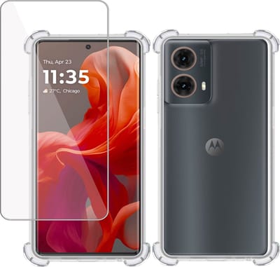 Hoesje + Screenprotector geschikt voor Motorola Moto G85 – Tempered Glass - Extreme Shock Case Transparant