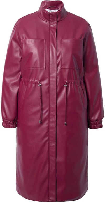 Studio Untold - Dames - Jas leerlook taille met trekkoord - Wijnrood - Maat 42+