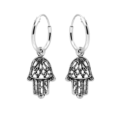 WeLoveSilver - zilveren oorringen - Hamsa handje - 925 sterling