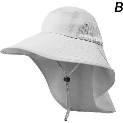 Chapeau de pêche pour extérieur Chapeau seau à large bord Avec protection pour le cou Utilisation extérieure Chapeau anti-UV Ajustement Parfait Pêche Couverture Protection Casquette UV Randonnée P9U2 CN white