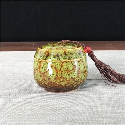 Ynkkvre - Urn - Crematie Urn - Mini Urn - Decoratie Urn - Mini Crematie Urn - Hoogwaardig keramiek - 130 ml capaciteit - Luchtdichte afsluiting - Handgemaakt symbolisch design - Groente