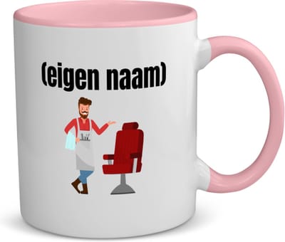 Akyol - kapper met eigen naam koffiemok - theemok - roze - Kapper - iemand die kapper is - barbershop - cadeau - verjaardag - zelf gepersonaliseerd - 350 ML inhoud