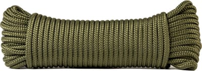 SNURO Polyester touw (6mm, 20m, kaki groen) - Gevlochten polyester - Sterk, weerbestendig en veelzijdig - Breekkracht 602kg