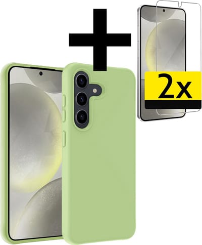 Hoesje - Met 2x Screenprotector - Geschikt voor Samsung Galaxy S24 - Sterk & Shockproof - Back Cover - Siliconen Case - Telefoon Hoes - Telefoonhoesjes - Groen