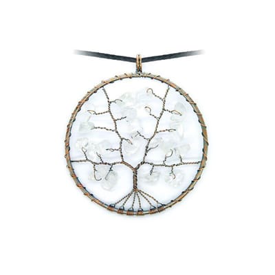 Bergkristal levensboom hanger - 5 cm - ketting inclusief verstelbaar zwart koord