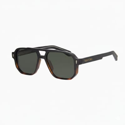 LUCCIO Apex Zonnebril Zwart - Trendy Zonnebril - UV400 Bescherming - Stijlvolle Zonnebril - Dubbele Neusbrug - Zwart/ panter