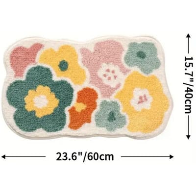 1 stuks 40*60cm Schattig Bloemen Badkamertapijt, Machinewasbare Badkamervloermat, Extra Zacht Absorberend Antislip Badmat beige