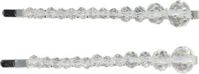 Haarsoires Haarspeld Schuifspeldjes 7cm - Facetkralen Bol - Transparant - Set van 2 - Haarklem - Haarclip - Haaraccessoires voor Dames & Kinderen - Hair Clip - Decoratieve Haaraccessoire