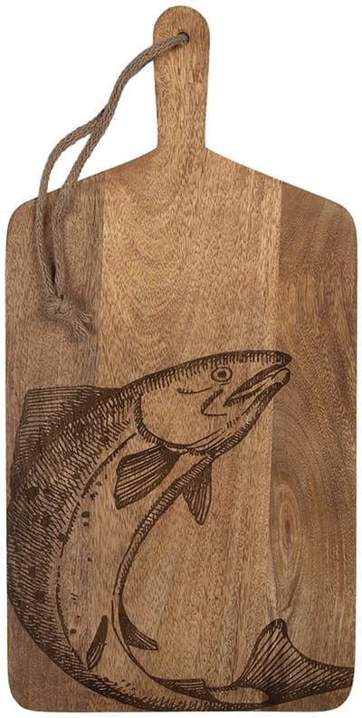 Clayre & Eef Decoratie Snijplank 25x2x50 cm Bruin Hout Vis