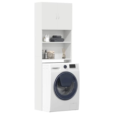 vidaXL - Wasmachinekast - 64x24x190 - cm - bewerkt - hout - wit
