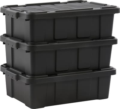 IRIS Powerbox Robuust Opbergbox - 25L - 100% Recycled Kunststof - Zwart - Set van 3
