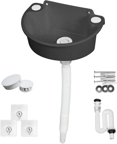 Campingafvalbak, Multifunctionele Plastic Wasbak met Afvoerslang en Stop voor Tuin, Garage en Bouwplaatsen