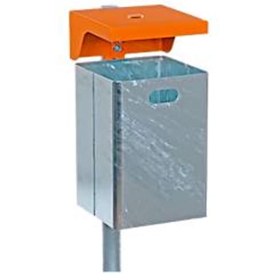 Afvalbak van thermisch verzinkt plaatstaal, met asbak, driehoekig slot, 40 liter, B 310 x D 360 x H 600 mm, zilver metallic
