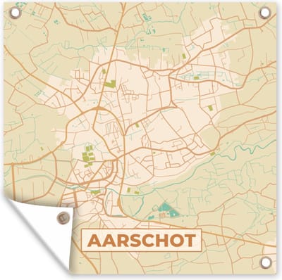Tuin poster Aarschot - Kaart - Plattegrond - Vintage - Stadskaart - 200x200 cm - Tuindoek