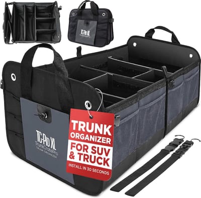 Multi Compartimenten Opvouwbare Draagbare Kofferbak Organizer voor Auto, SUV, Truck en Minivan - Extra Large Zwart