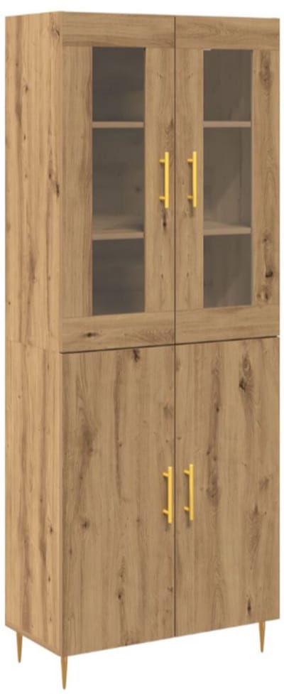 Hoogkast Ambachtelijk Eiken 69,5x34x180 cm Bewerkt Hout