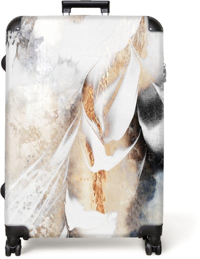 NoBoringSuitcases.com® - Koffer groot - Reiskoffer lichtgewicht - Abstract - Gold - Design - Luxe - Rolkoffer met 4 wielen - Grote trolley XL - 98 liter bagage