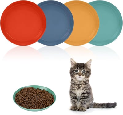 Cat Food Bowl - 4 Pcs - Flat Feeder - Wide and Flat Cat Feeder voor Kittens en Cat met Korte Benen