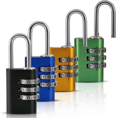 Klein Hangslot met 3-Cijferige Code - Weerbestendig en Draagbaar - 4 Stuks voor Koffers, Garages en Tuin
