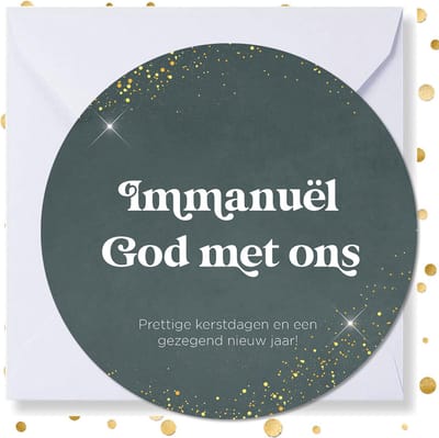 Kerstkaart rond 'Immanuël God met ons' - 10 stuks - met enveloppen - kerstkaarten
