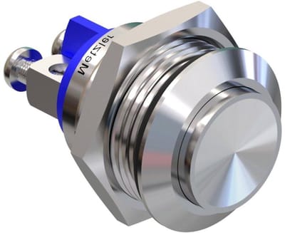 Drukknop Schroefcontacten - Tastschakelaar Schakelaar - Industriële Besturing - Stof Waterdicht IP67 - 16 mm - Roestvrij Staal