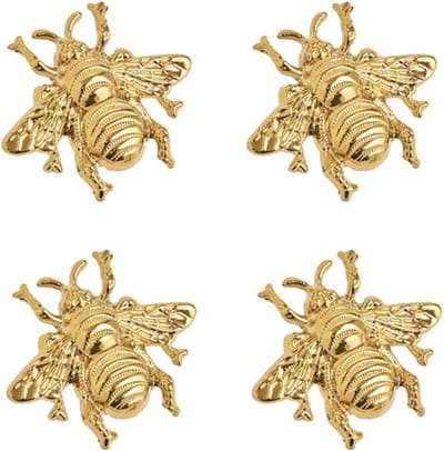Vintage Honingbij Vorm Kastknoppen - Gouden Bij Knoppen voor Meubels, Deuren en Lades - Antieke Decoratieve Accessoires (4 Stuks)