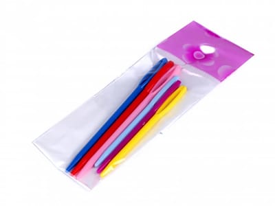 6 plastic stopnaalden - groot oog - 7 en 9 cm - geschikt voor wol, lint, kinderen - felle kleuren - naald naalden - borduurnaalden