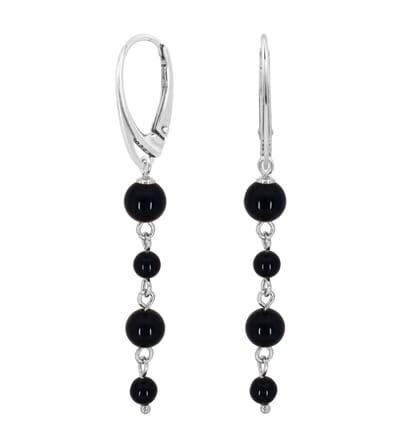 ARLIZI 2330 Oorbellen onyx kralen oorhangers - sterling zilver - 5,5 cm