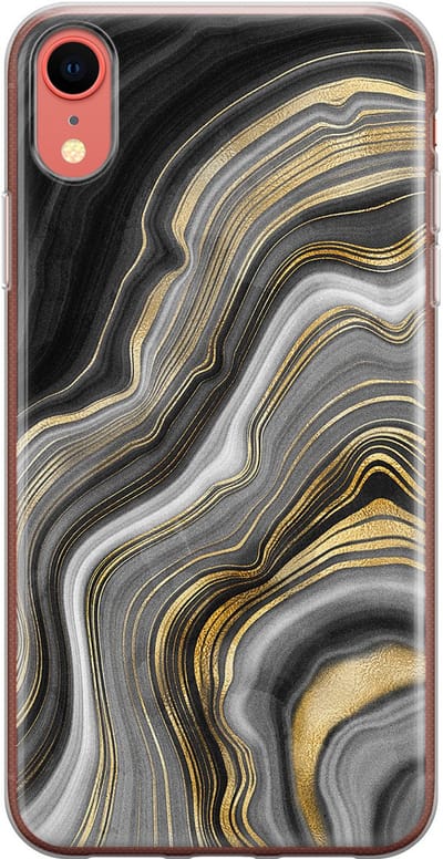 Leuke Telefoonhoesjes - Hoesje geschikt voor iPhone XR - Marble agate - Soft case - TPU - Print / Illustratie - Goud