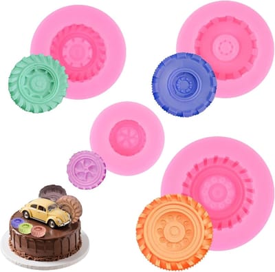 Set van 4 Siliconen Mallen voor 3D Ronde Banden - Perfect voor Taartdecoratie, Chocolade en Zeep maken
