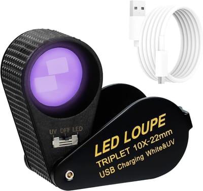 Juweliersloep - Zwart - 22 mm - Opvouwbare LED-loep met 10x Vergroting - Voor Sieraden en Horlogereparatie