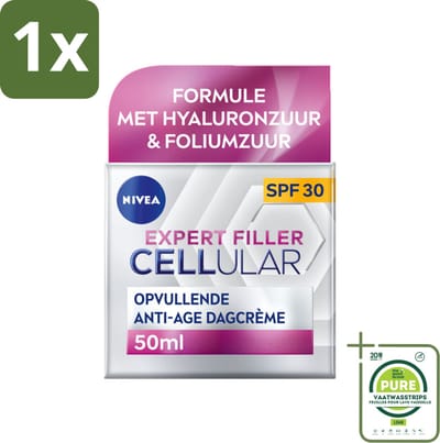 1 x NIVEA - CELLular Expert Filler Dagcrème - Anti-Veroudering Gezichtscrème - SPF 30 - Met Hyaluronzuur, Creatine & Foliumzuur - 50 ml - Anti-rimpel Crème - Dagcrème - Anti-aging - Hyaluronzuur - Creatine