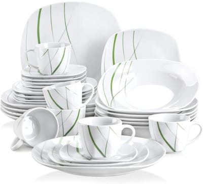 Thuys – Serviesset 30 Delig – 6 Persoons – Compleet Servies – Porselein – 50 x 30 x 29cm – Wit