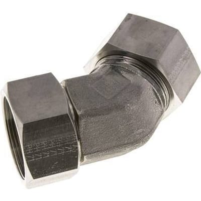 38S RVS 45gr L-stuk Snijringkoppeling Draaidoorvoer 315bar FKM O-ring en Afdichtconus Verstelbaar ISO 8434-1