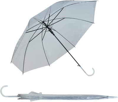 Transparante bruiloft paraplu - 2x - kunststof handvat - D93 x H72 cm - doorzichtig - Bruid/bruidegom paraplu