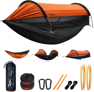 Multifunctionele Campinghangmat 3-in-1 met Muskietengaas en Zonnescherm - Extra Grote Draagbare Hangmat voor 2 Personen