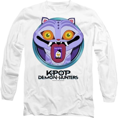 K-Pop Demon Hunters Unisex Volwassen Save The Date Derpy Tijger Cartoon T-shirt met lange mouwen (Wit)