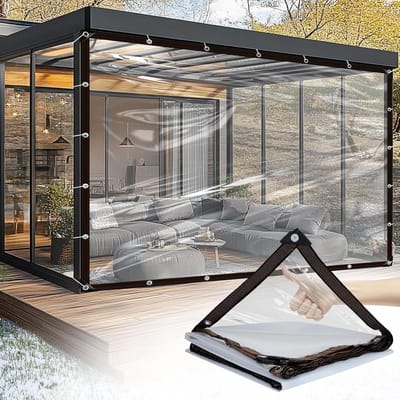 Dekzeil voor buiten, transparant, waterdicht en uv-bestendig, 2,5 meter x 300 cm, regenbescherming